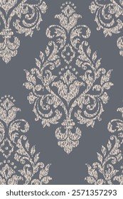 Damask seamless pattern element. Vector classical luxury old fashioned damask ornament, royal victorian seamless texture for wallpapers, textile, wrapping. Vintage exquisite floral baroque template.