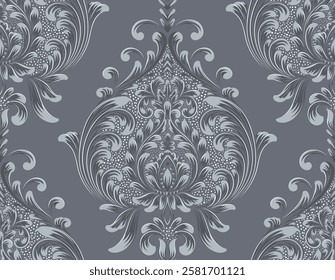 Damask seamless pattern element. Vector classical luxury old fashioned damask ornament, royal victorian seamless texture for wallpapers, textile, wrapping. Vintage exquisite floral baroque template.