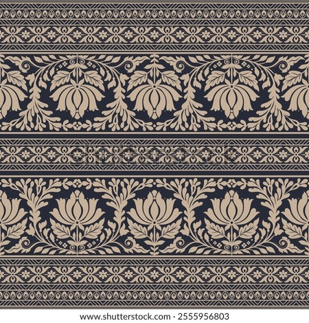 Damask seamless pattern element.floral damask ornament vintage illustration. for background, carpet, wallpaper, clothing, wrapping, Batik, fabric, illustration embroidery.

