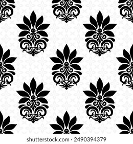 Patrón sin costuras de damasco EPS Vector, Digital marroquí, árabe tribal, patrón islámico, Damasco ikat étnico de paisley y ramas florales decorativas. Fondo de motivo indio, bordado floral para imprimir, batik