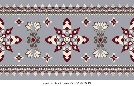 Damask seamless pattern, ethnic pattern.Oriental flora Damask design embroidery, Indian pattern aztec geometric art background. Art ornament print design for carpet,cover wallpaper,wrapping,fabric