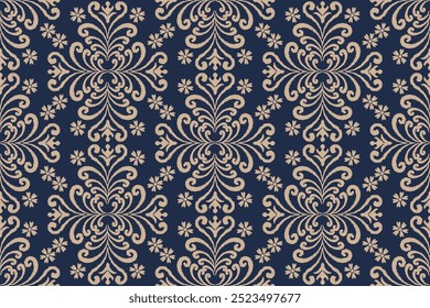 Damask seamless pattern. Fine vector traditional ornament with oriental elements Ethnic pattern. Saree Sarong Motifs Ikat floral embroidery design for texture, fabric,clothing, wrapping, decoration