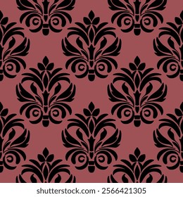 Damask seamless pattern. Fine vector traditional ornament with oriental elements. Repeated designs for wallpaper, branding, web design, invitations, blankets, bedspreads.