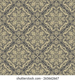 Damask seamless pattern. Fine vector traditional ornament with oriental elements