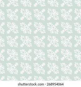 Damask seamless pattern. Fine vector traditional ornament with oriental elements. Blue and white colors