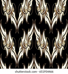 Damask seamless pattern. Floral background. Luxury wallpaper illustration with vintage 3d flowers, leaves and  Baroque style ornaments. Vector  texture for fabric, textile, prints.