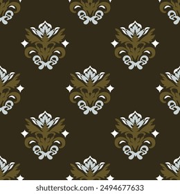 Damask Seamless Pattern floral Classical luxury- Vector Illustration background damask fold fashioned damask ornament vintage	