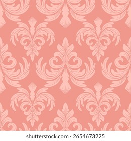 Modelo inconsútil del damasco con las flores, color rojo y rosado, diseño del vintage, Ilustración vectorial elegante para la materia textil, papel de pared, alfombra, cortinas, cubierta del cojín, tela de tapicería, ropa de cama, bufanda, moda