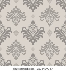 Damask seamless pattern with gray abstract floral, vector illustration elegant for textile, wall paper, wrapping, bedding, curtains, cushion, scarf, rug, vintage design, luxury style, decoration