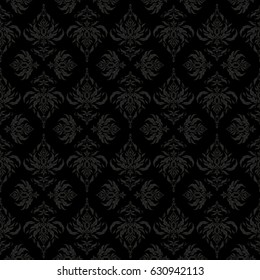 Damask seamless pattern in gray colors. Vector illustration.