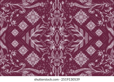 Damask seamless pattern hand draw. Vector classical luxury old fashioned damask ornament, royal victorian seamless texture for wallpapers, textile, wrapping. Vintage exquisite floral baroque template