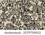 Damask seamless pattern, Ikat floral seamless pattern background, vector illustration, Ikat ethnic oriental embroidery, Aztec style, baroque. Design for texture, fab,clothing, decoration,fashion, tile