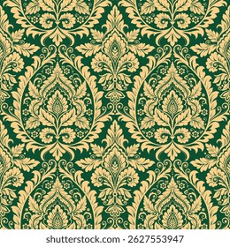 Damask seamless pattern, Ikat floral gothic background ,ethnic oriental embroidery, Aztec style, baroque. Design for texture, fabric, clothing, decoration, fashion, textiles