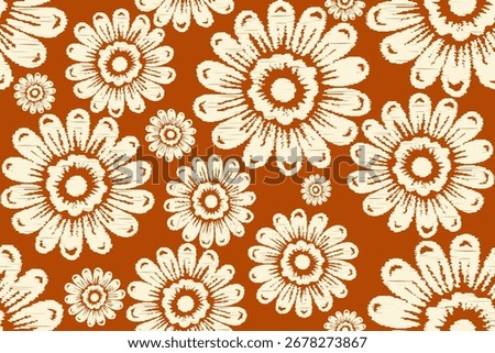 Damask seamless pattern, Ikat floral seamless pattern background, vector illustration, Ikat ethnic oriental embroidery, Aztec style, baroque. Design for texture, fabric, clothing, decoration, fashion