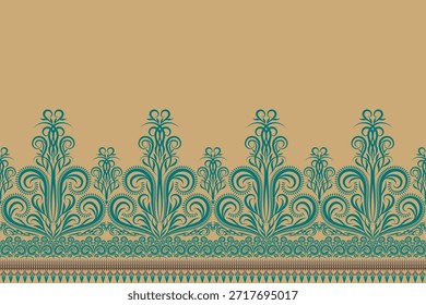 O padrão sem costura damask é um design intrincado e bonito, uma mistura de arte internacional, que pode ser usado em design gráfico, fundos, padrões de tecido de tecido, roupas e decoração.