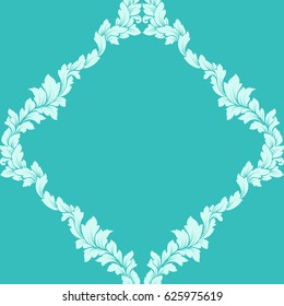 Damask seamless pattern intricate design. Luxury royal ornament, victorian texture for wallpapers, textile, wrapping. Exquisite floral baroque lacy flourish in soft mint green colors.