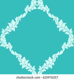 Damask seamless pattern intricate design. Luxury royal ornament, victorian texture for wallpapers, textile, wrapping. Exquisite floral baroque lacy flourish in soft mint green colors.