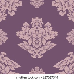 Damask seamless pattern intricate design. Luxury royal ornament, victorian texture for wallpapers, textile, wrapping. Exquisite floral baroque lacy flourish in vintage pastel colors.
