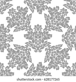 Damask seamless pattern intricate design. Luxury royal ornament, victorian texture for wallpapers, textile, wrapping. Exquisite floral baroque lacy flourish