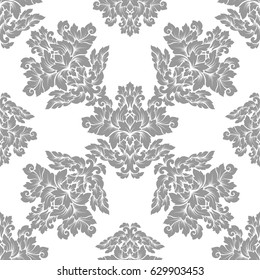 Damask seamless pattern intricate design. Luxury royal ornament, victorian texture for wallpapers, textile, wrapping. Exquisite floral baroque lacy flourish