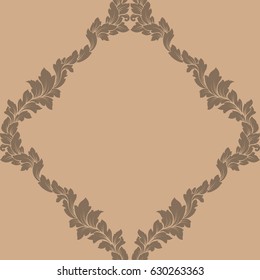 Damask seamless pattern intricate design. Luxury royal ornament, victorian texture for wallpapers, textile, wrapping. Exquisite floral baroque lacy flourish repeating tile in soft beige color