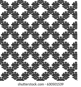 Damask seamless pattern intricate design. Luxury royal ornament, victorian texture for wallpapers, textile, wrapping. Exquisite floral baroque lacy flourish in black and white monochrome colors.