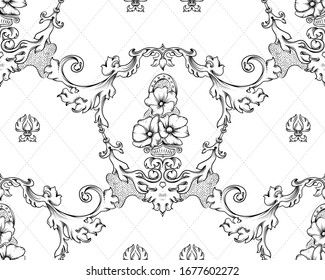 Damask seamless pattern in luxury victorian style. 