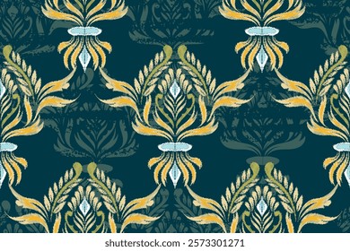damask seamless pattern, motif, fabric, wallpaper, background, etc.
