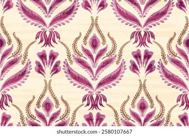 damask seamless pattern, motif, fabric, wallpaper, background, etc.