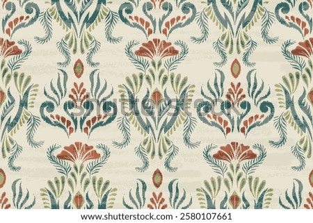 damask seamless pattern, motif, fabric, wallpaper, background, etc.