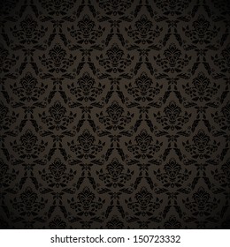 Damask seamless pattern on dark background