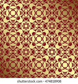 Damask seamless pattern on a gold gradient background. Could be used as wallpaper, textile, wrapping paper, background and other   