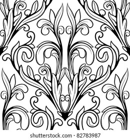 Damask seamless pattern on gradient background. Could be used as repeating wallpaper, textile, wrapping paper, background, etc.