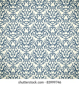 Damask seamless pattern on gradient background. Could be used as repeating wallpaper, textile, wrapping paper, background, etc