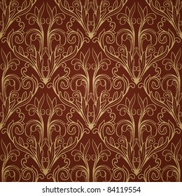 Damask seamless pattern on gradient background. Could be used as repeating wallpaper, textile, wrapping paper, background, etc.