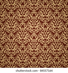 Damask seamless pattern on gradient background. Could be used as repeating wallpaper, textile, wrapping paper, background, etc