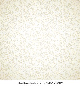 Damask seamless pattern on light beige background