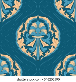 Damask Seamless Pattern in the Oriental Style. Elegant Luxury Texture for Textile, Wallpapers, Backgrounds and Wrapping.