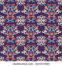 Damask Seamless Pattern, Ornament for fabric, papel pintado, embalaje. Impresión decorativa