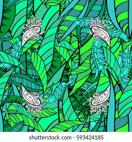 Damask seamless pattern repeating background. Stripe stripes floral ornament in baroque style. Stripe Wallpaper on texture background. Green element on stripes background.