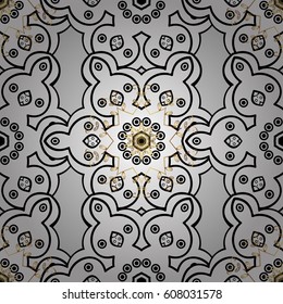Damask seamless pattern repeating background. Gold Wallpaper on texture background. Golden element on gray background. Gold gray floral ornament in baroque style.