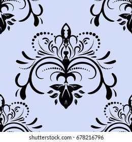 Damask seamless pattern repeating background. ornament letter and in baroque style. Antique repeatable wallpaper.