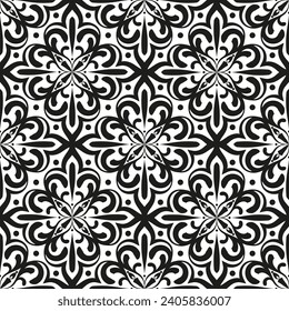 Damask seamless pattern. Royal endless background for wallpaper, fabric, wrapping. Black ornaments on a transparent background