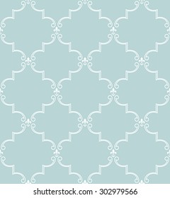 Damask seamless pattern. Royal wallpaper. Blue and white ornament.