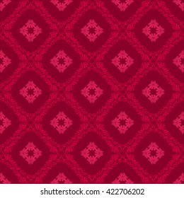 Damask seamless pattern. Royal wallpaper. Floral ornaments on a red background. Vector illustration