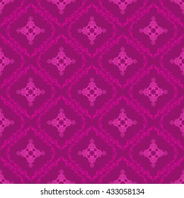 Damask seamless pattern. Royal wallpaper. Floral ornaments on a purple background. Vector illustration