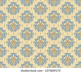 Damask seamless pattern, texture decorative wallpaper, vector image