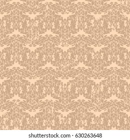 Damask seamless pattern with thin cracks and scratches. Luxury royal ornament with aged look, victorian texture for wallpapers, textile, wrapping. Exquisite floral baroque lacy foliage in beige color