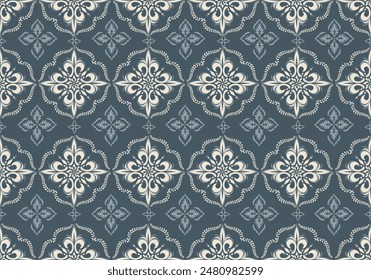 Damask Seamless pattern in tribal, folk embroidery, Indian style. Aztec geometric art ornament print.Design for carpet, cover.wallpaper, wrapping, fabric, clothing	
