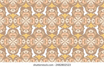 Damask Seamless pattern in tribal, folk embroidery, Indian style. Aztec geometric art ornament print.Design for carpet, cover.wallpaper, wrapping, fabric, clothing
